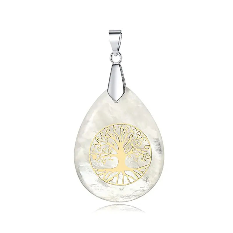 Tree of Life Pendant with Chain Natural Stone C...